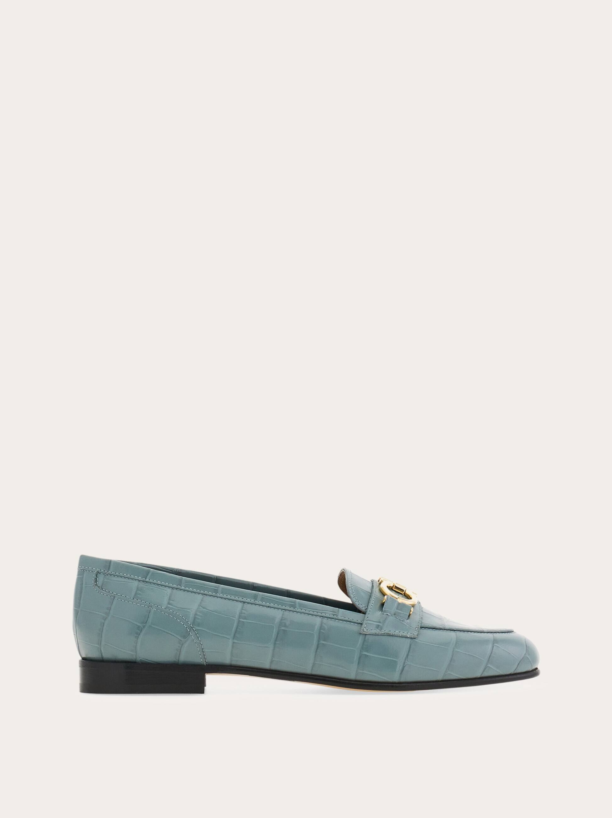 Ferragamo Donna Mocassino ornamento Gancini Verde Taglia 36