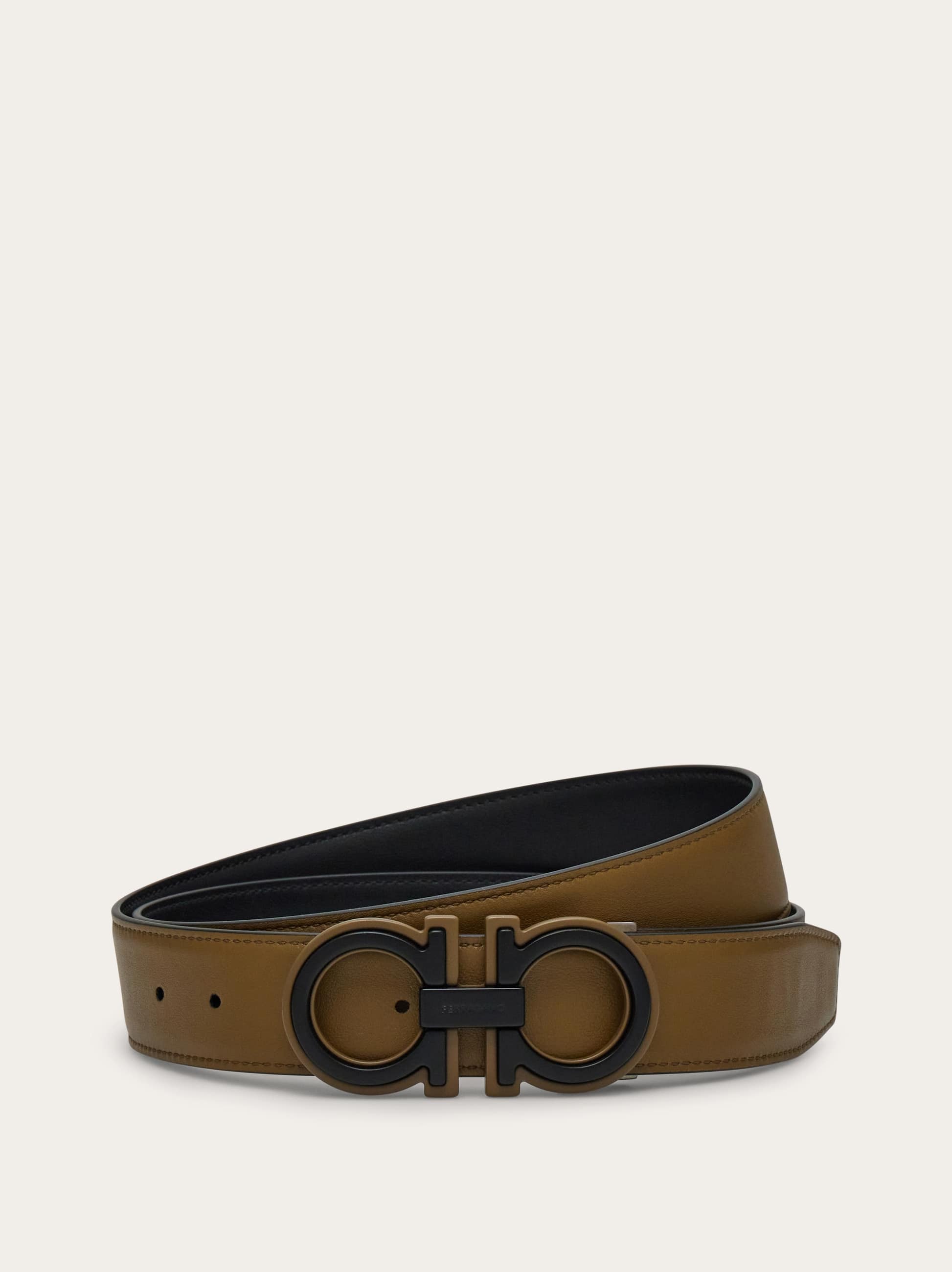 Ferragamo Uomo Cintura reversibile e regolabile Gancini Nero