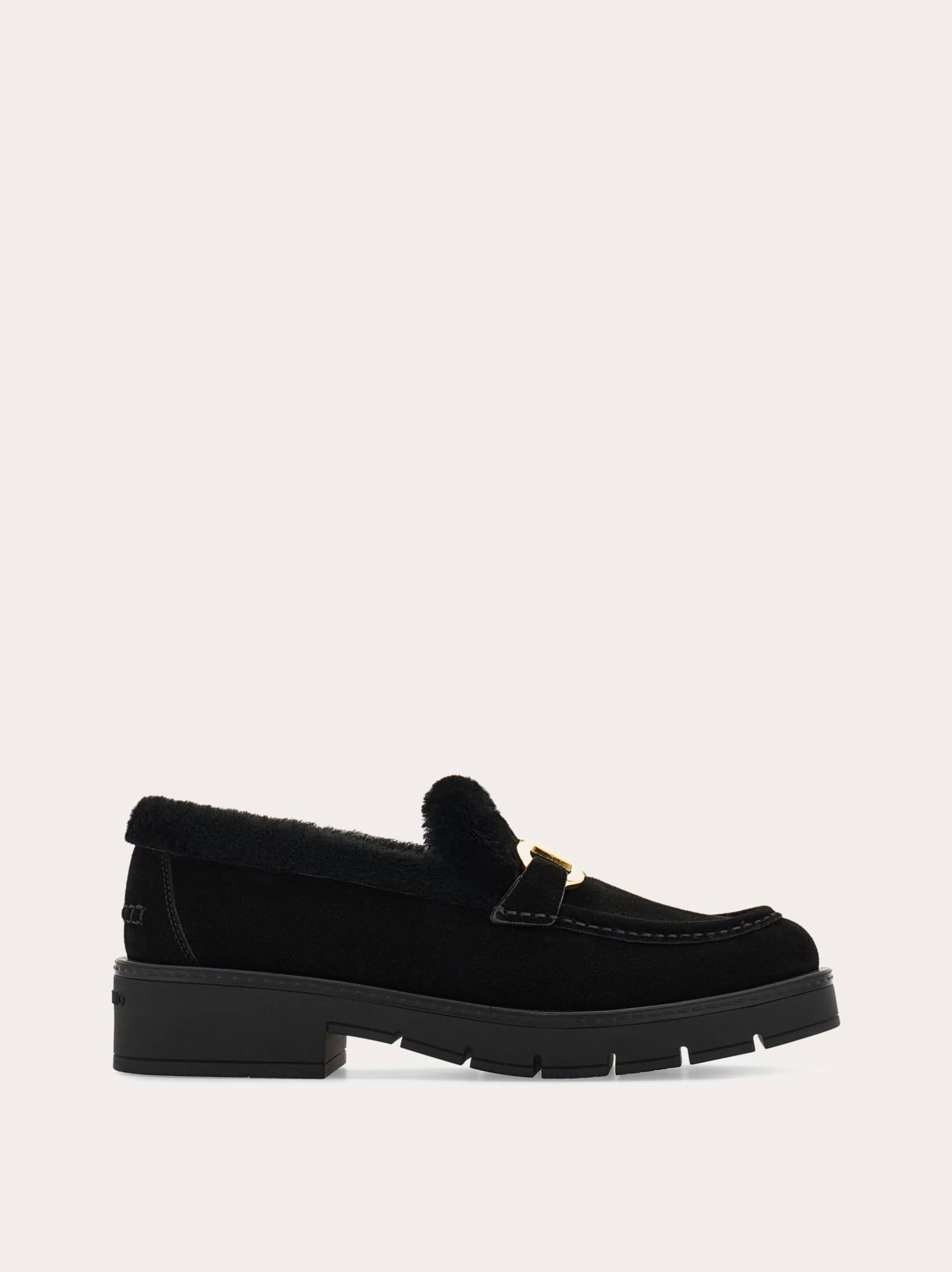 Ferragamo Women Moccasin with Gancini ornament Black Size 5