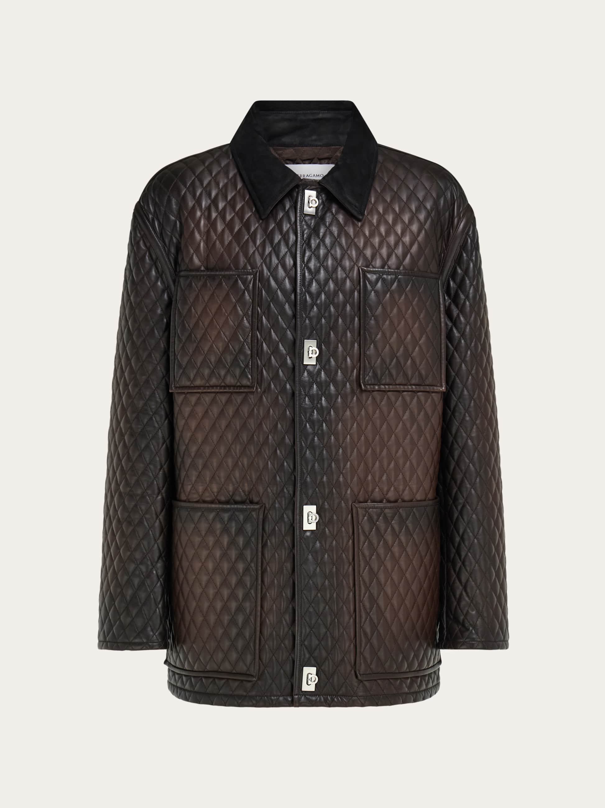 Ferragamo Blouson En Nappa Matelassé Brun In Brown