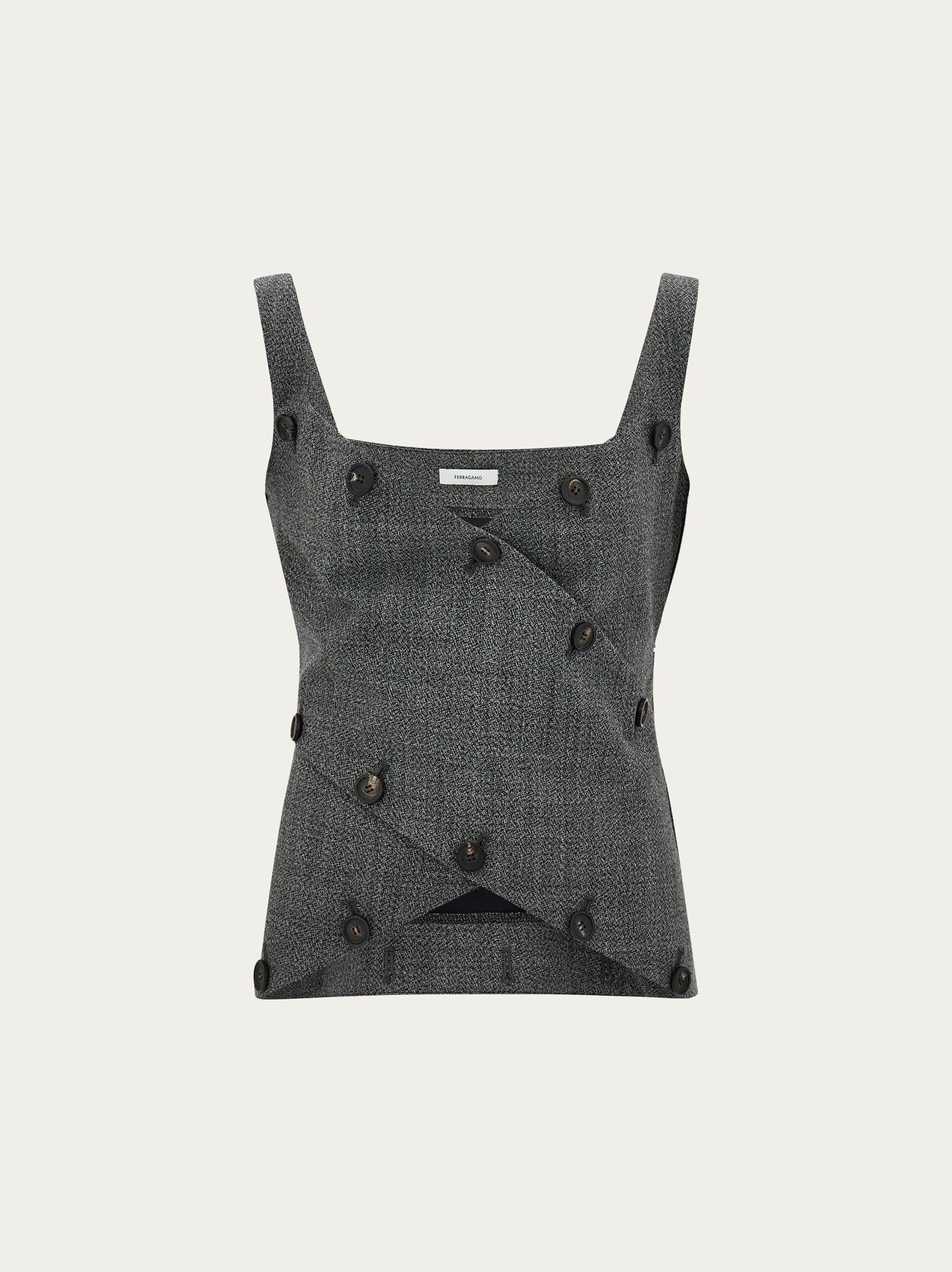 Ferragamo Women Wool vest top with button detail Grey