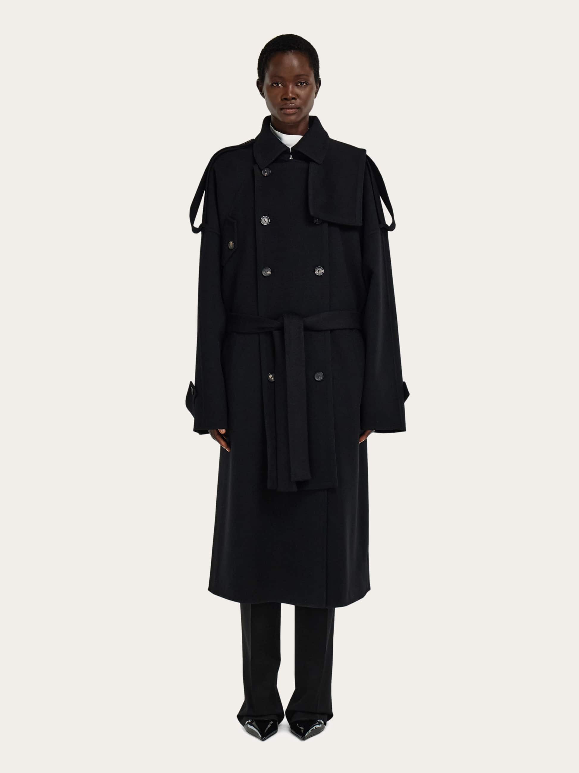 Ferragamo Women Double breasted oversize coat Black