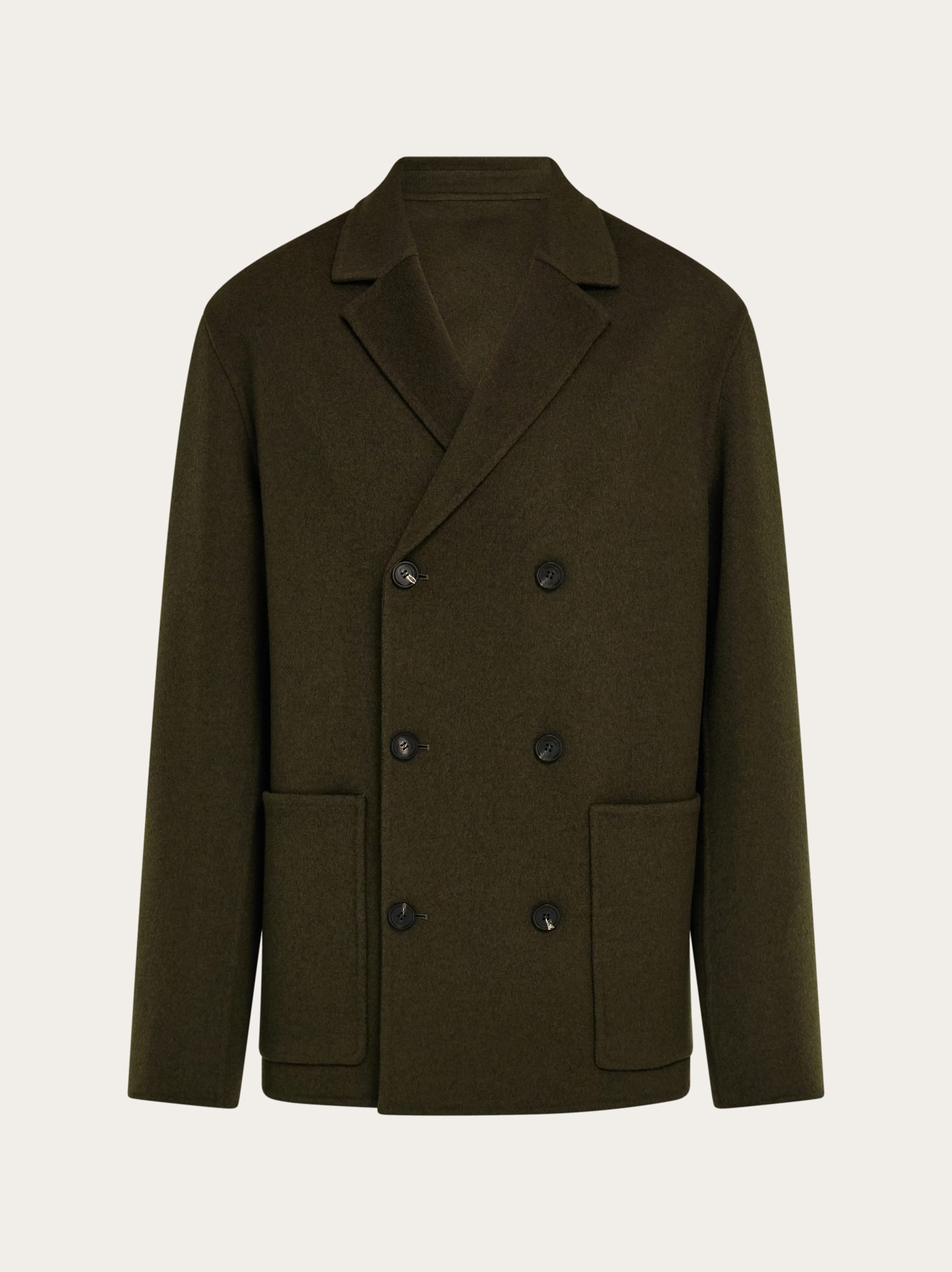 Ferragamo Men Double breasted wool and cashmere blazer Green