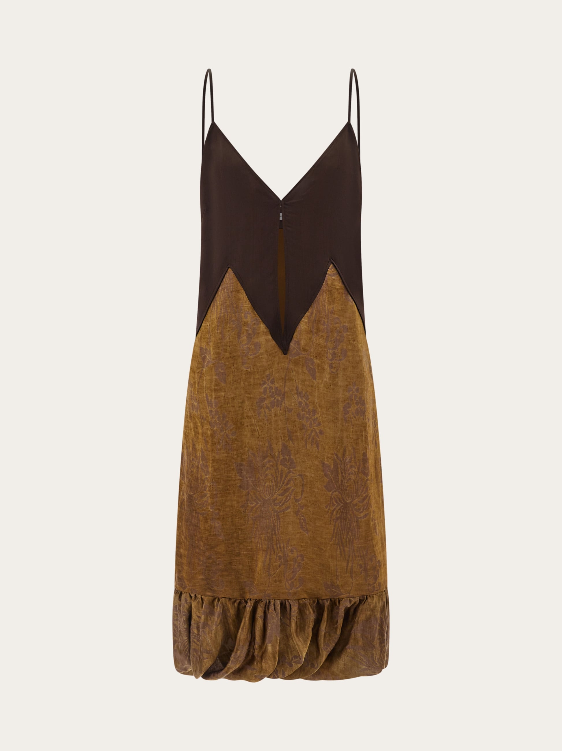 Ferragamo Women Satin and linen slip dress Beige