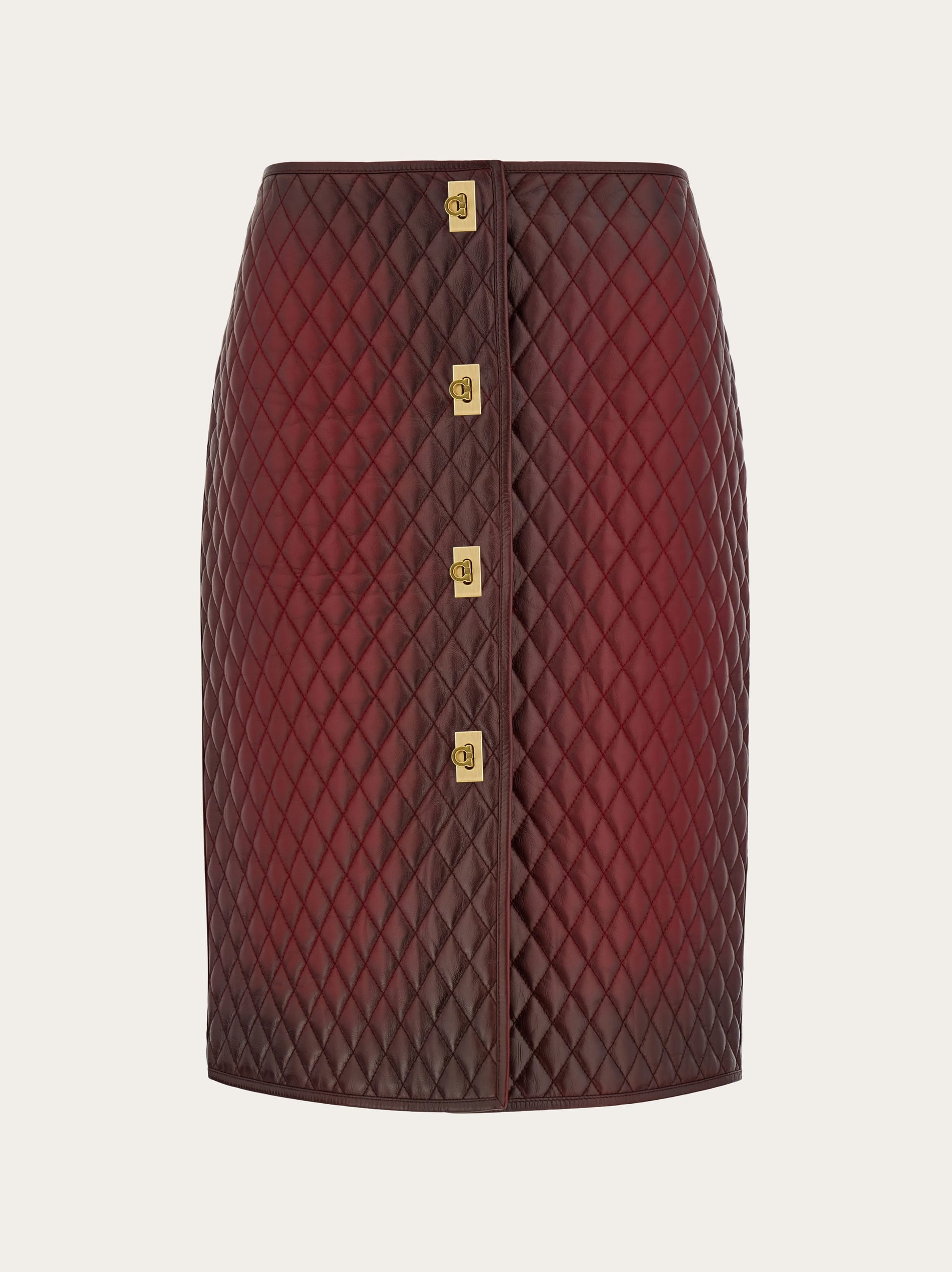 Ferragamo Quilted Nappa Skirt In Red