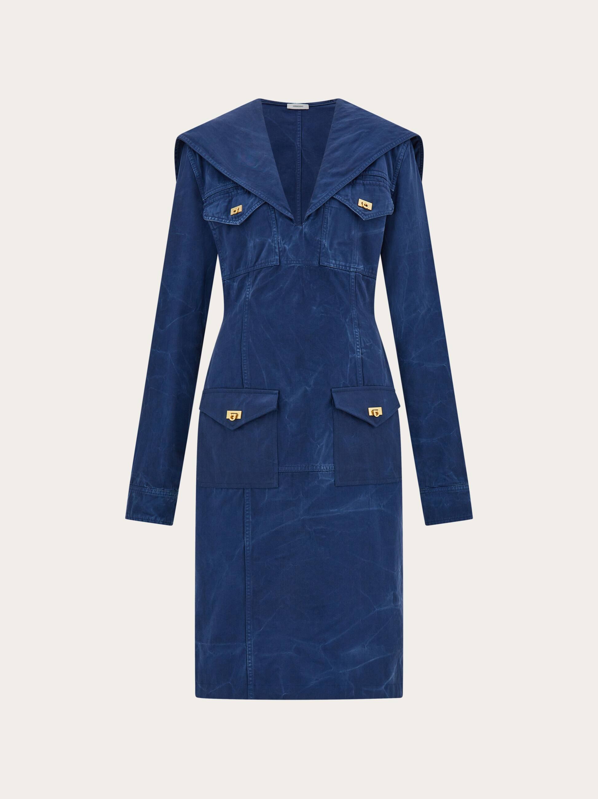 Ferragamo Women Washed gabardine dress Blue