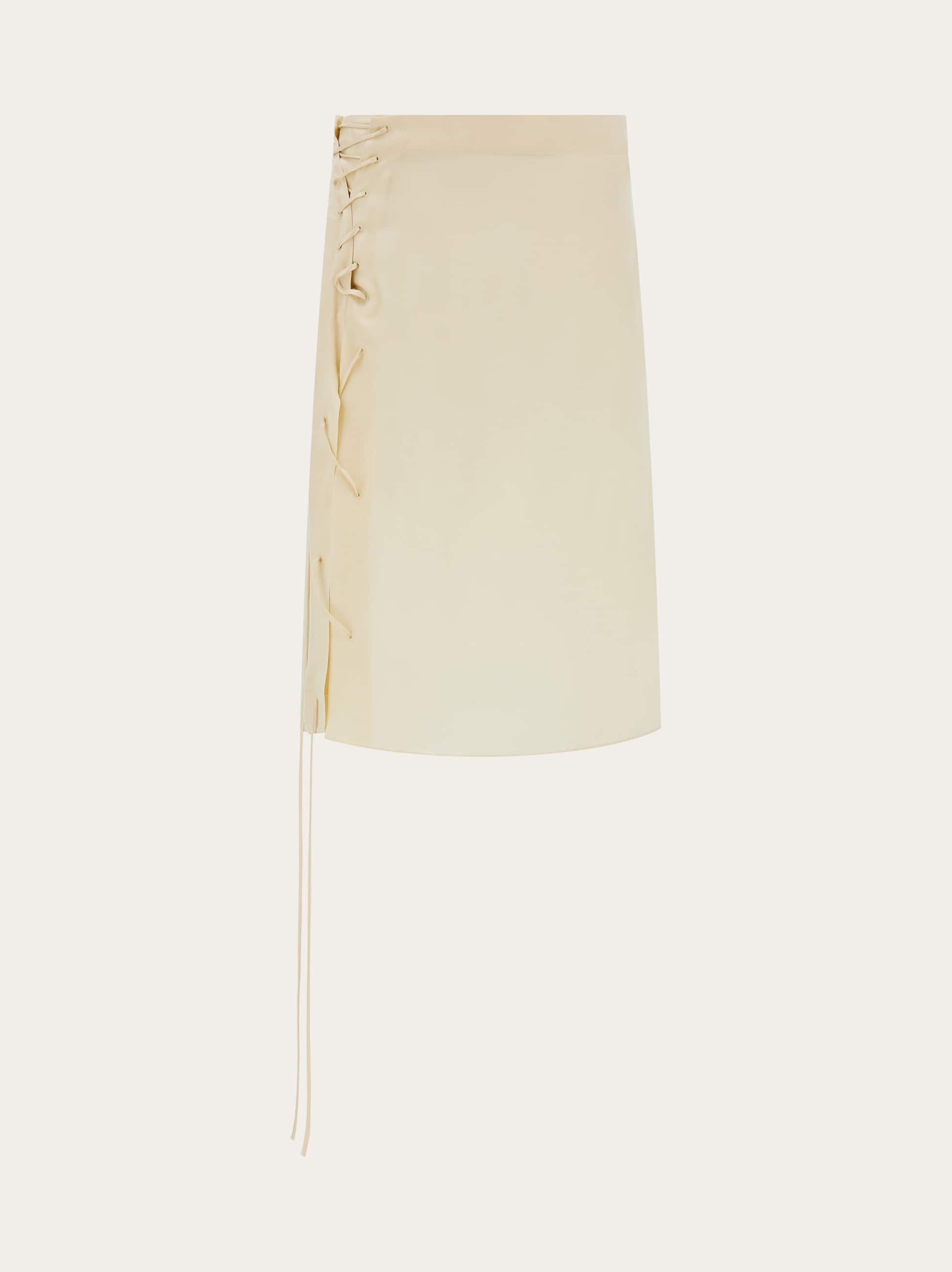 Ferragamo Women Satin skirt with string tie detail White