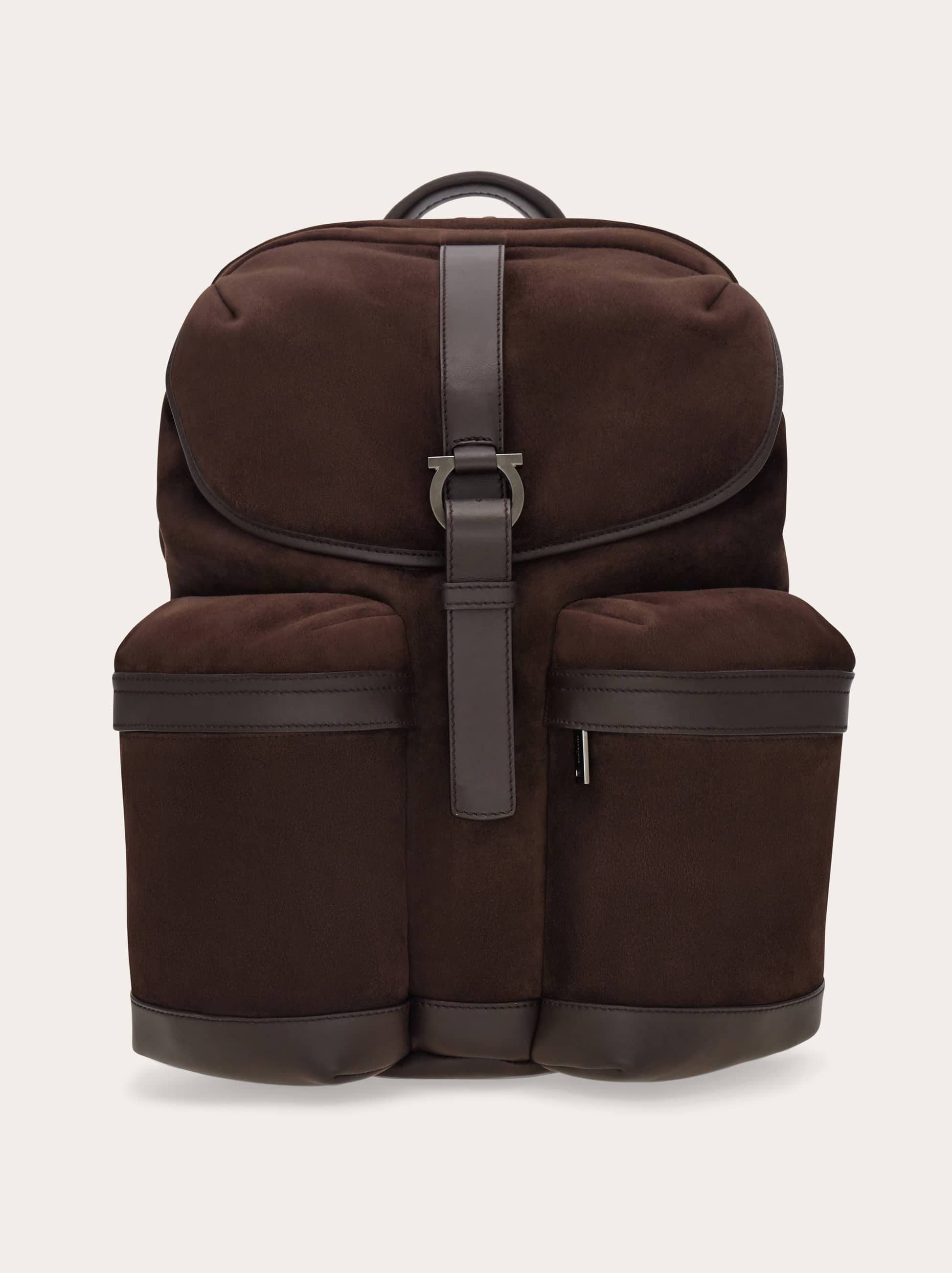 Ferragamo Men Suede backpack Brown