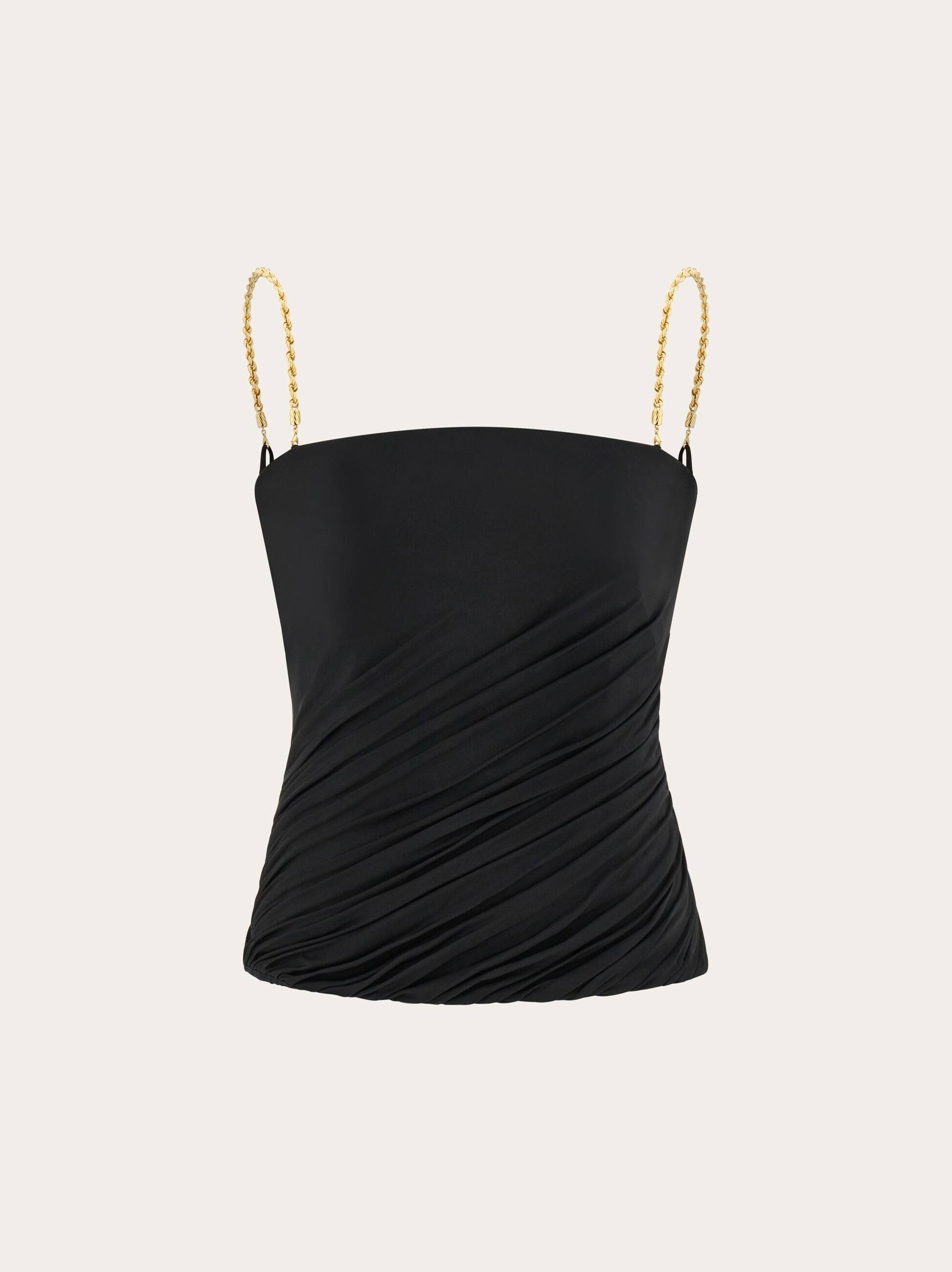 Ferragamo Women Gathered top with chain detail Black