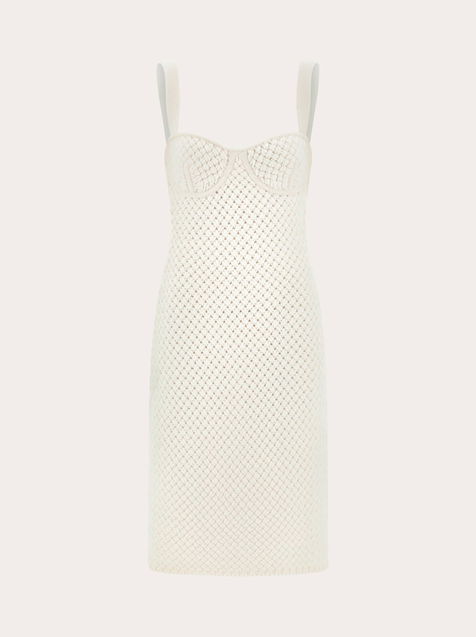 Ferragamo Knitted Dress In Beige