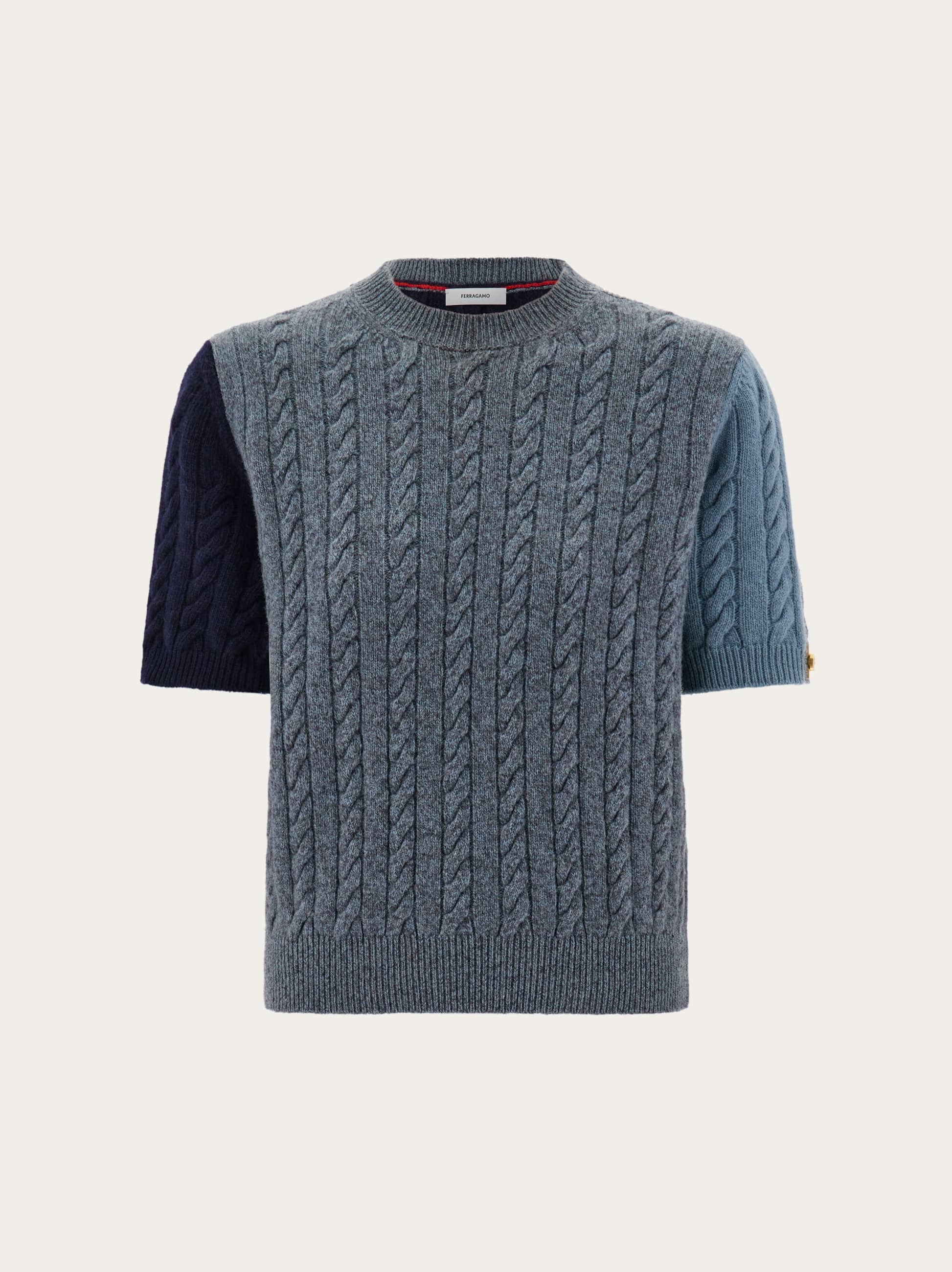 Ferragamo Women Short sleeve cable knit top Blue