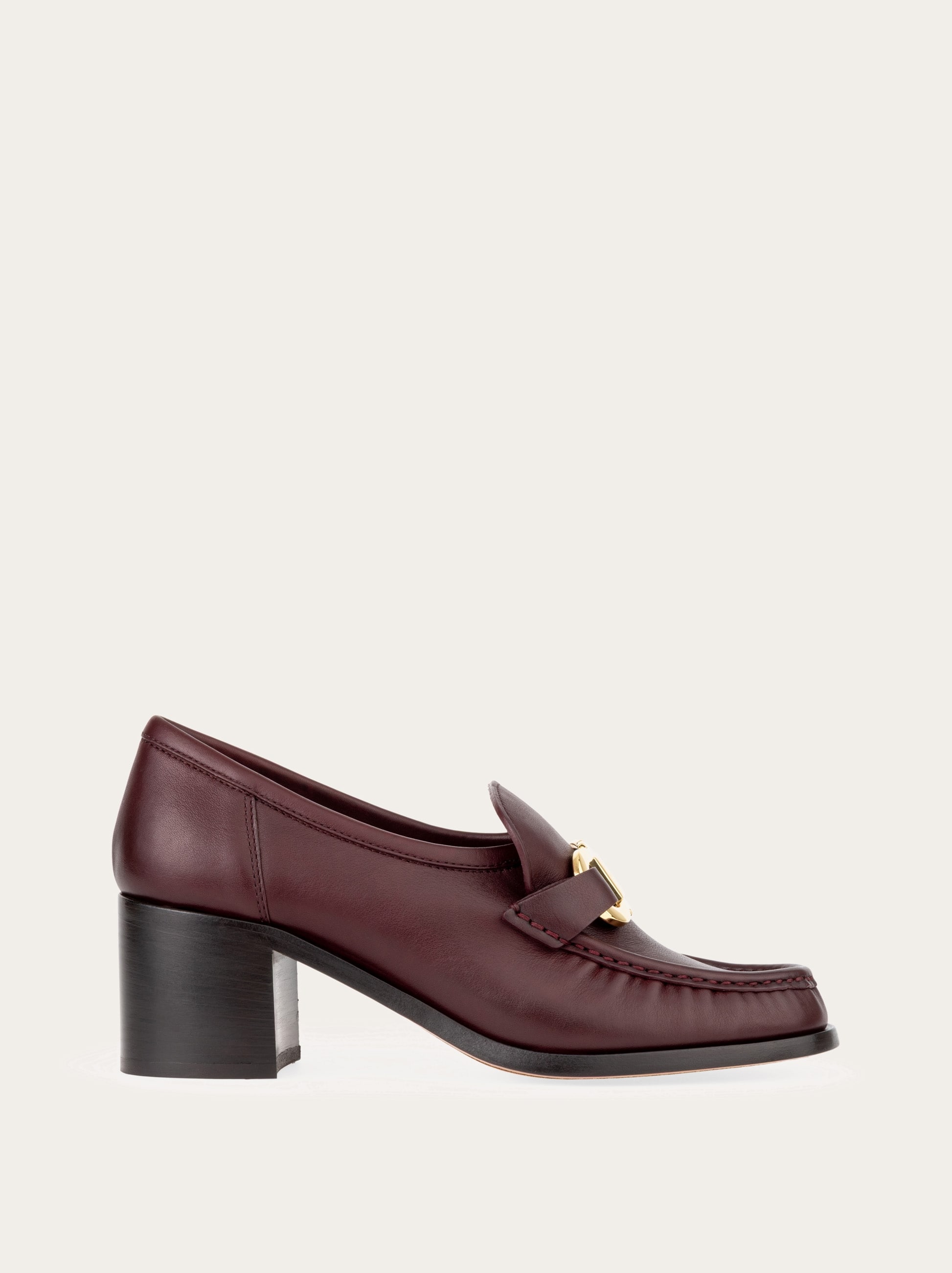 Ferragamo Women Block heel loafer with Gancini ornament Brown Size 5