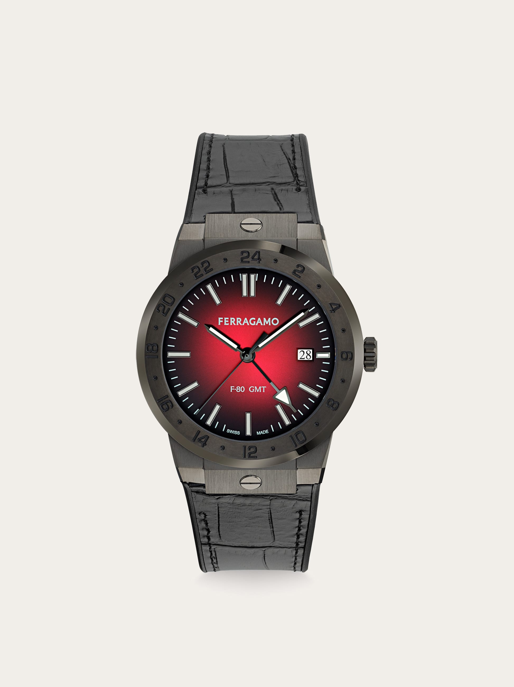 Ferragamo Men F-80 Classic GMT watch Red