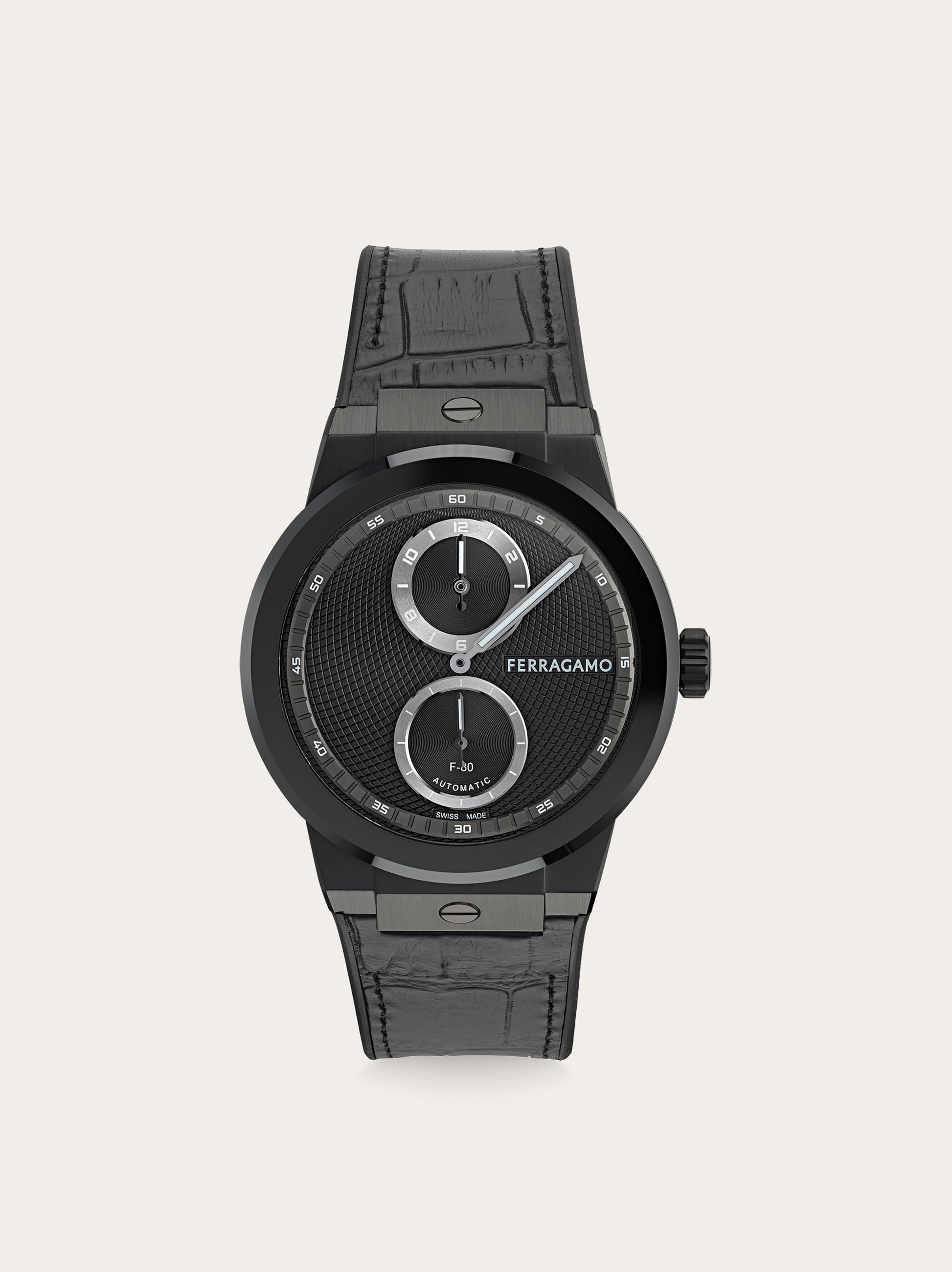 Ferragamo Men F-80 Auto Manufacture watch Black