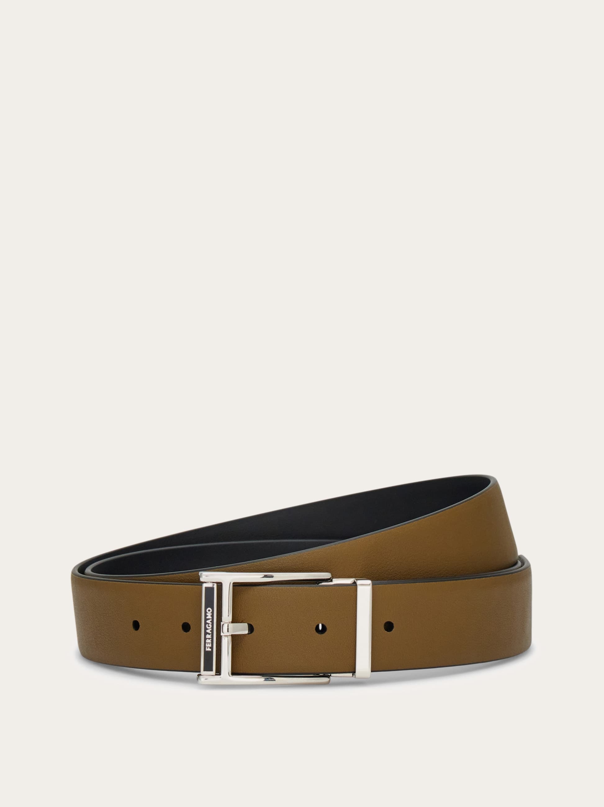 Ferragamo Uomo Cintura reversibile e regolabile Marrone