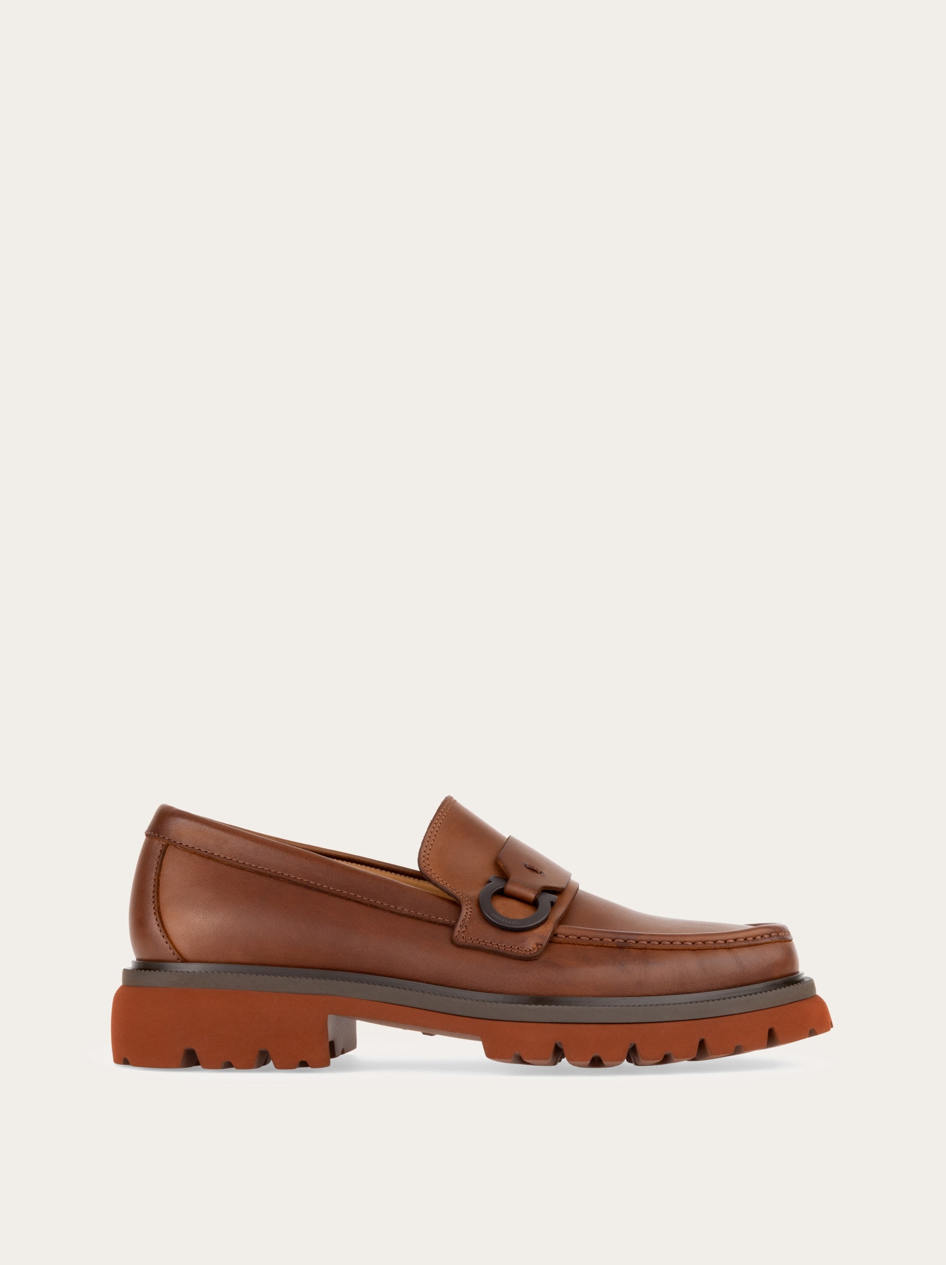 Ferragamo Men Loafer with Gancini ornament Brown Size 7