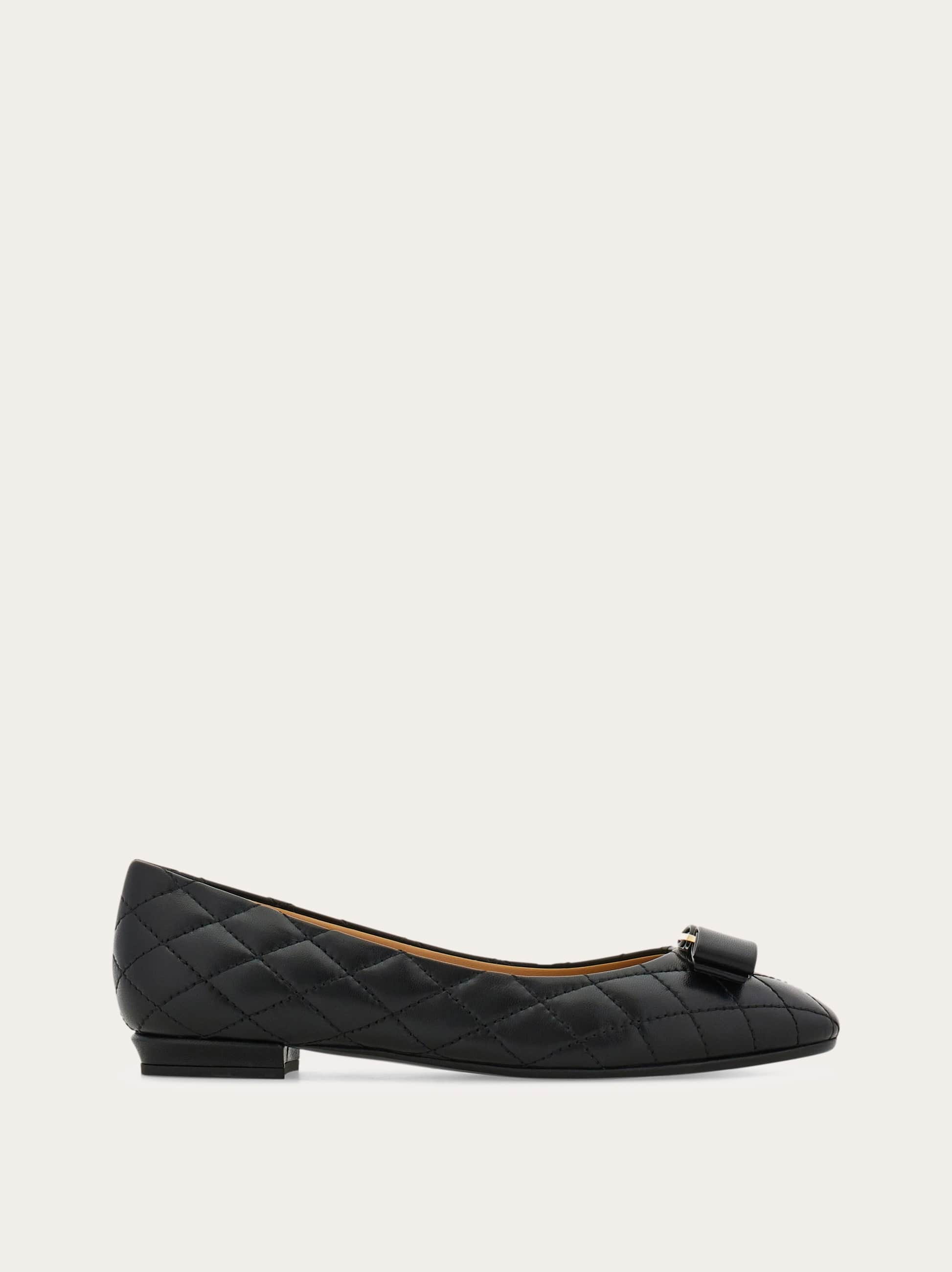 Ferragamo Quilted Varina Ballet Flat In Black