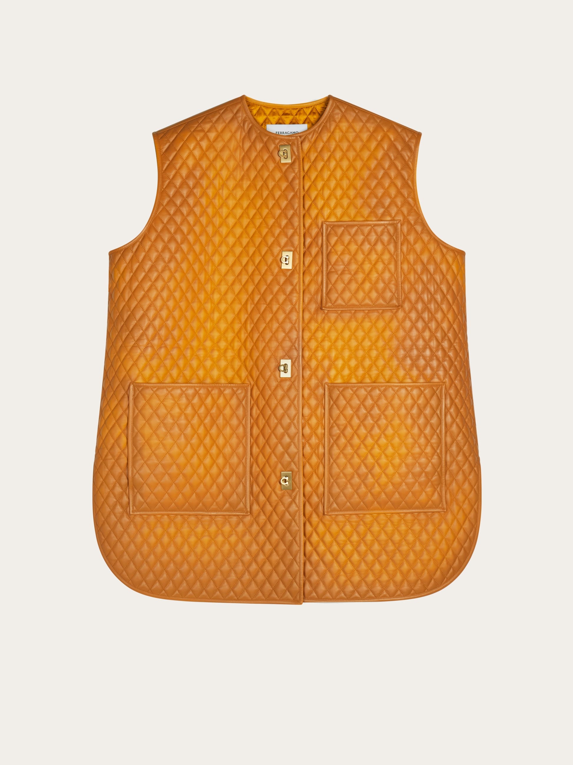 Ferragamo Donna Gilet in nappa trapuntata Giallo