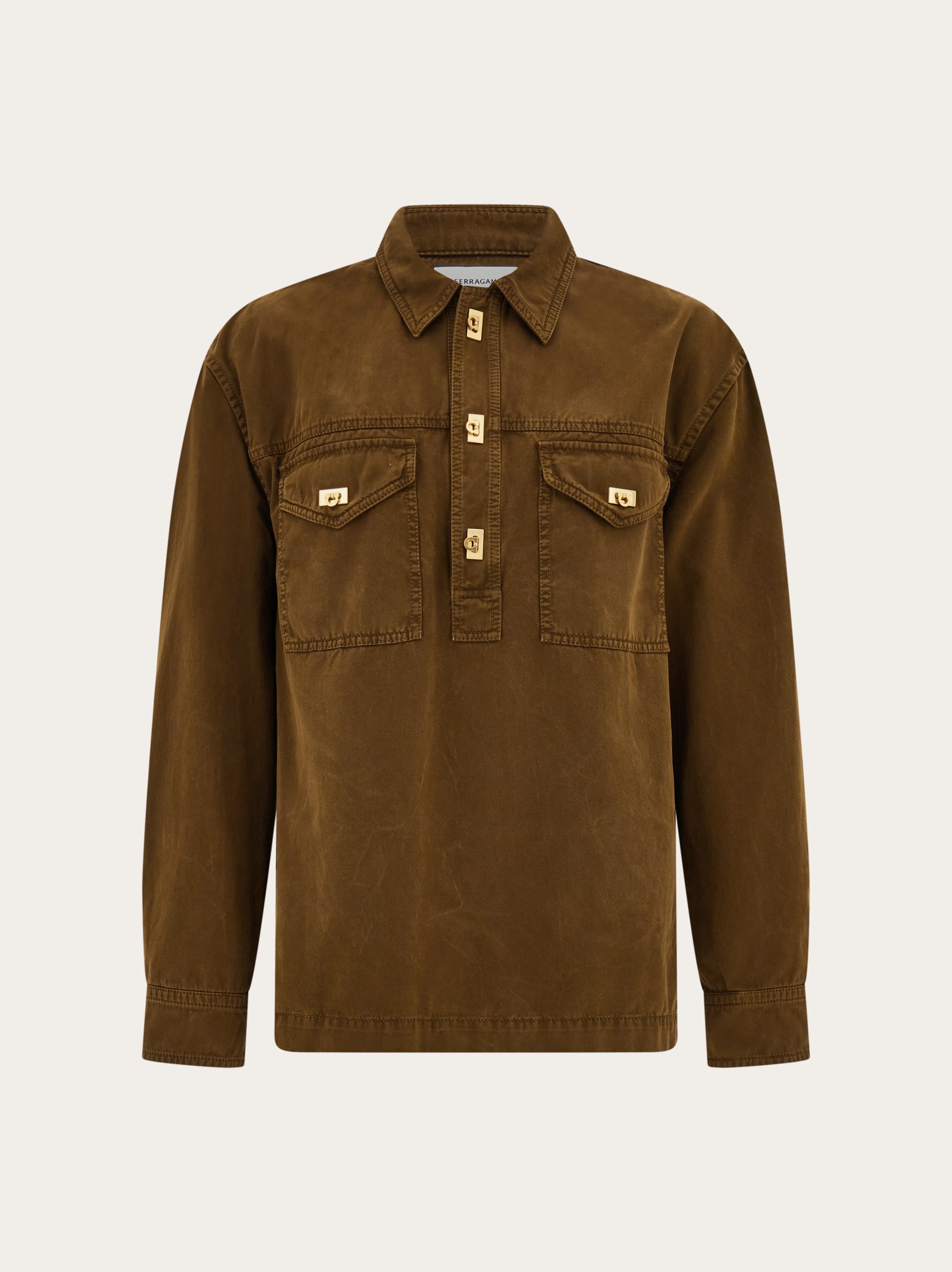 Ferragamo Uomo Camicia work Marrone