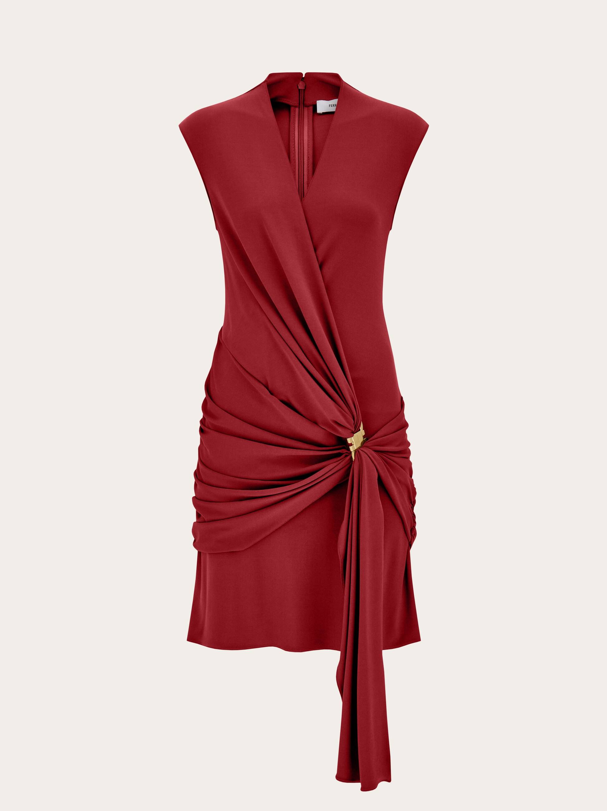 Ferragamo Women Viscose mini dress with gathered waist Red