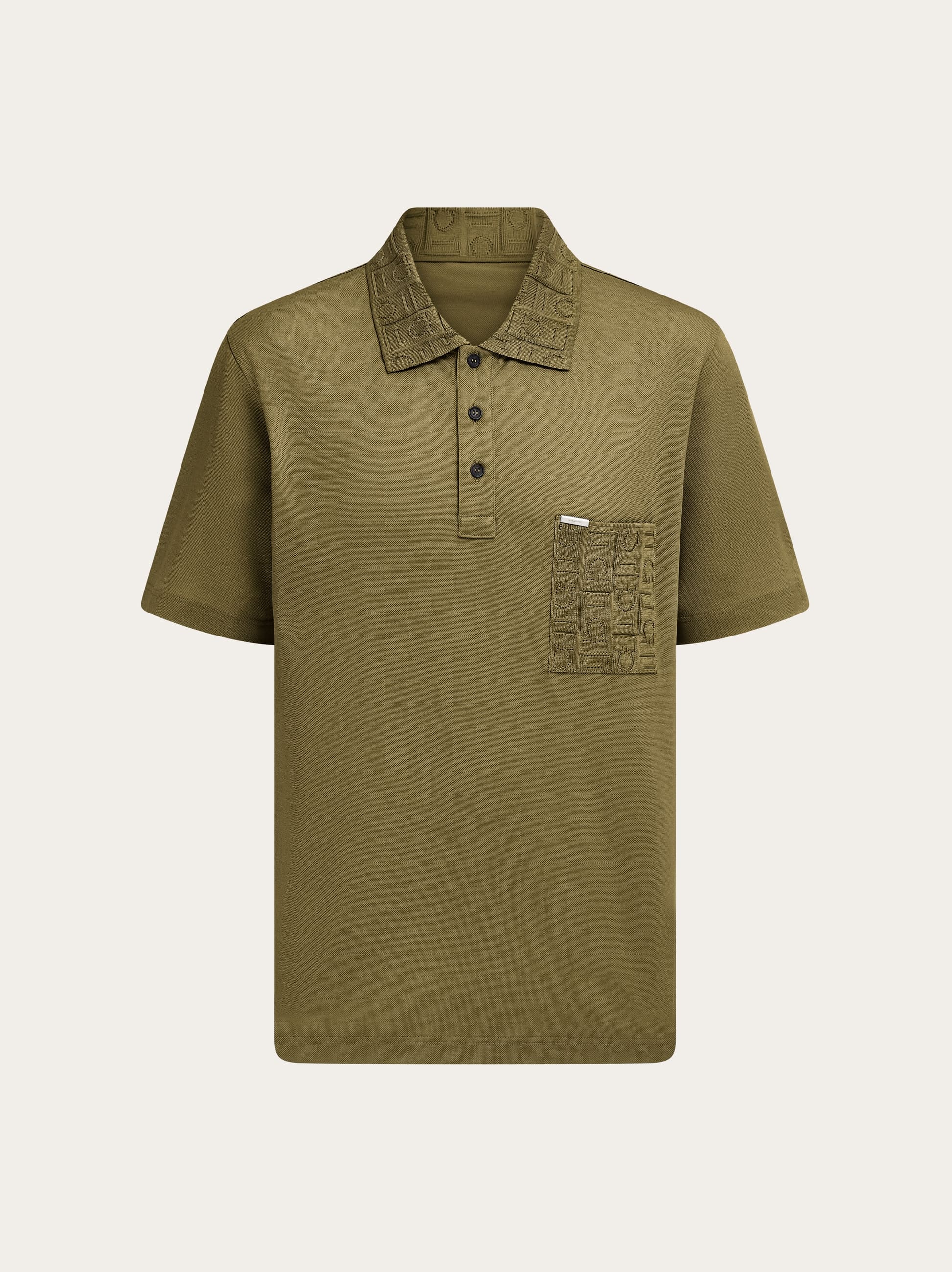 Ferragamo Men Short-sleeved polo shirt with pocket detail Green