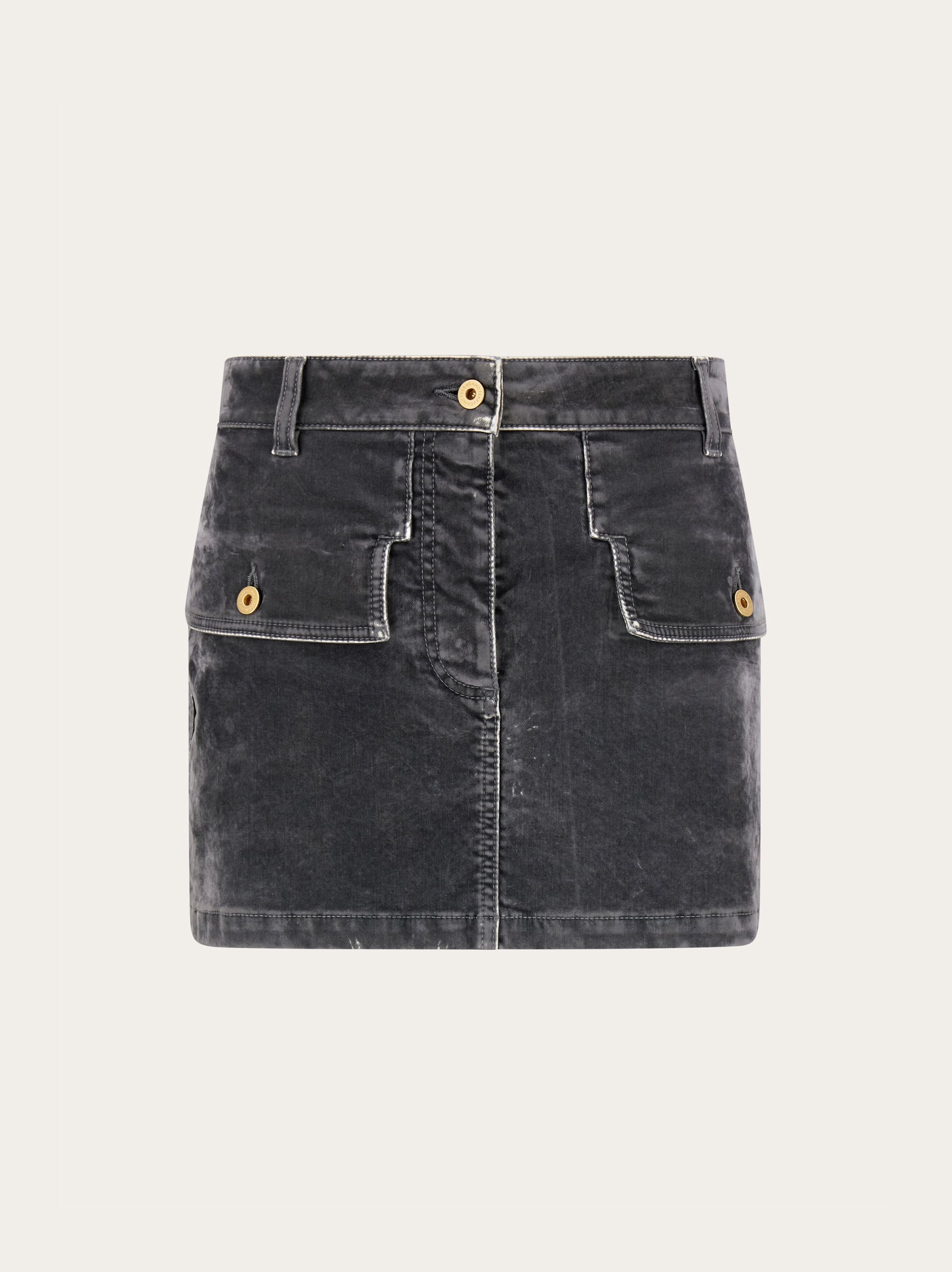 Ferragamo Mini Cargo Skirt In Grey