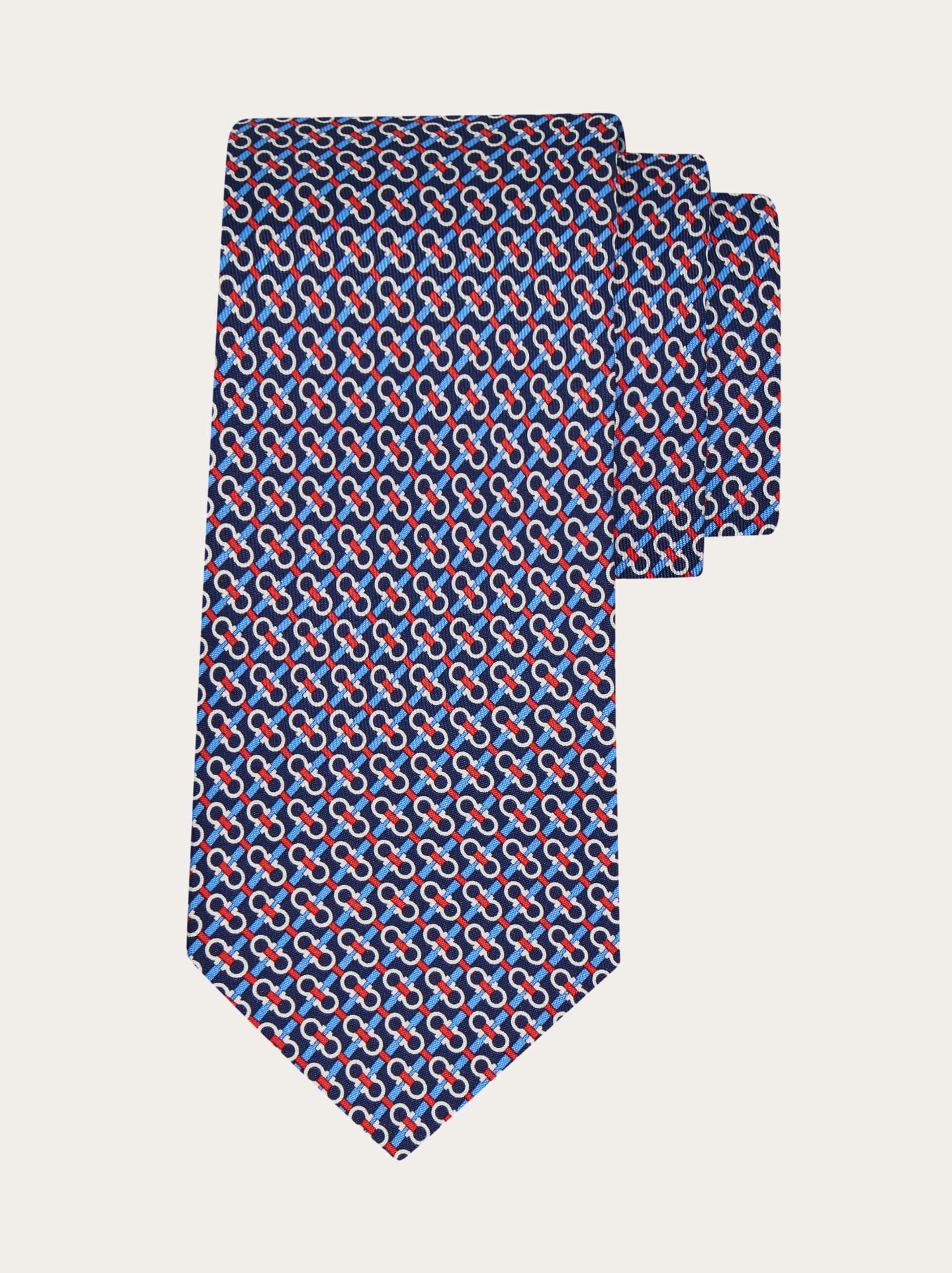Ferragamo Men Gancini print silk tie Black