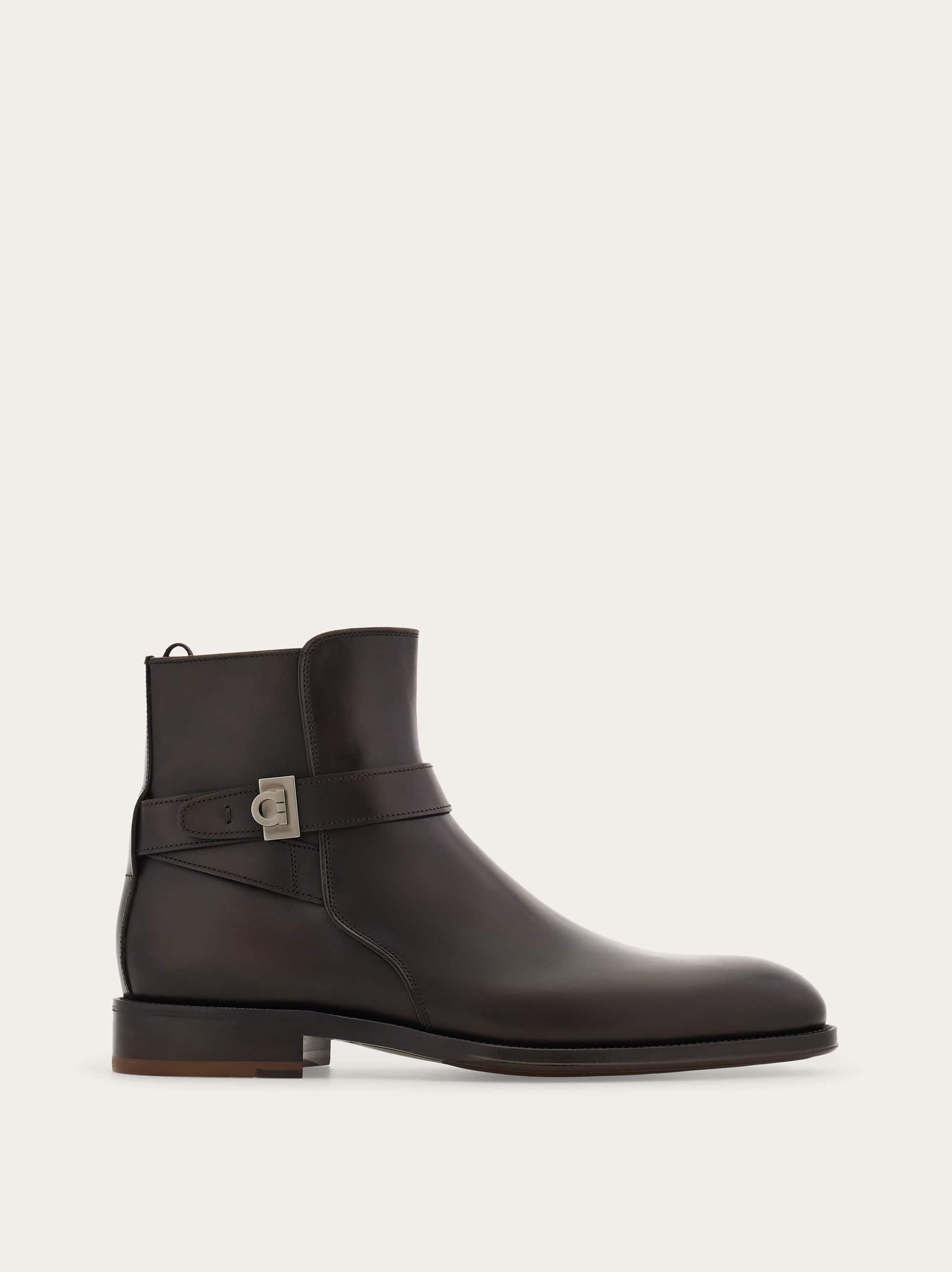 Ferragamo Men Ankle boot with Hug buckle Brown Size 7