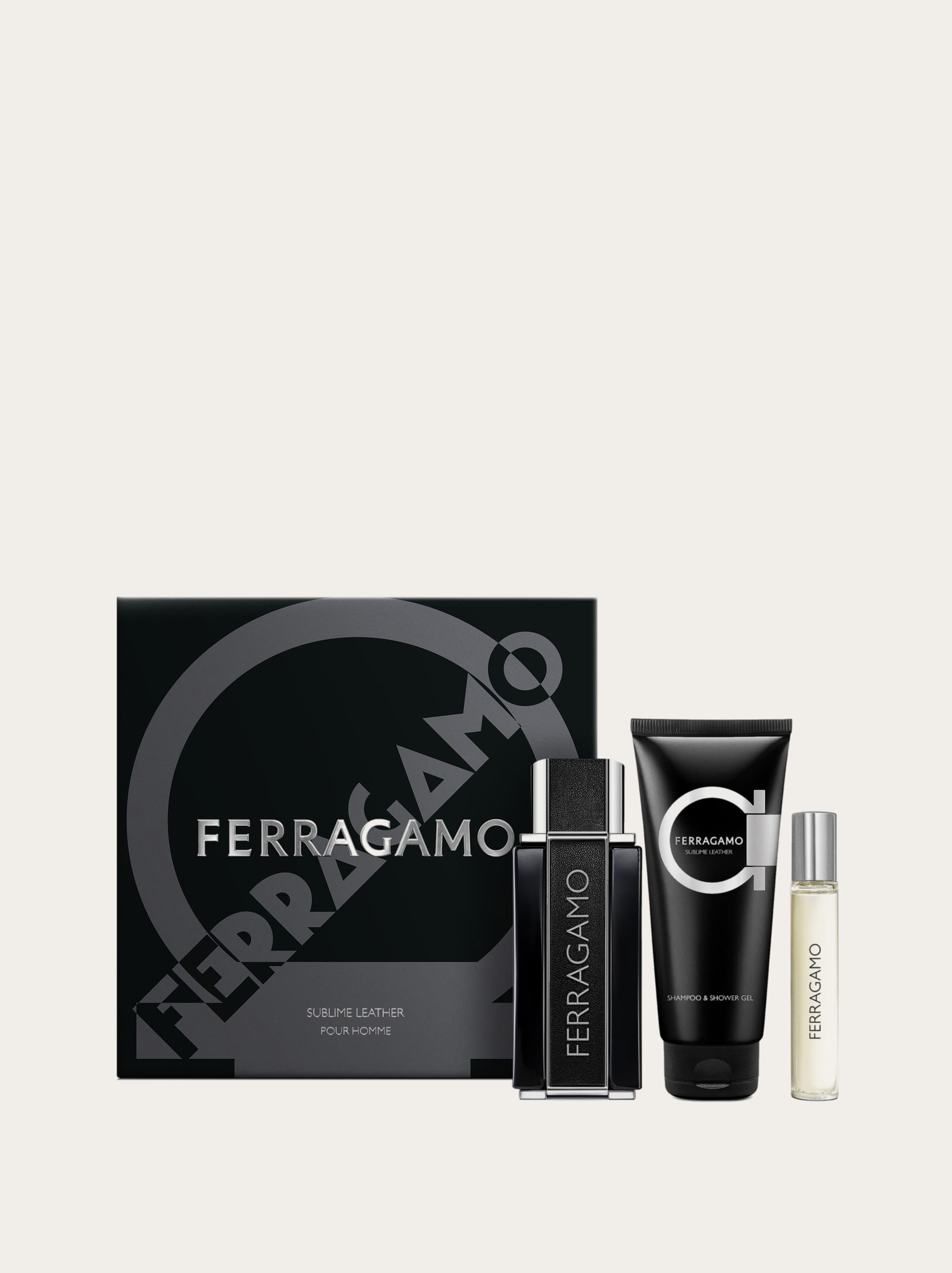 Ferragamo Men Ferragamo Sublime Leather - EDP 3 Pieces Set Bianco