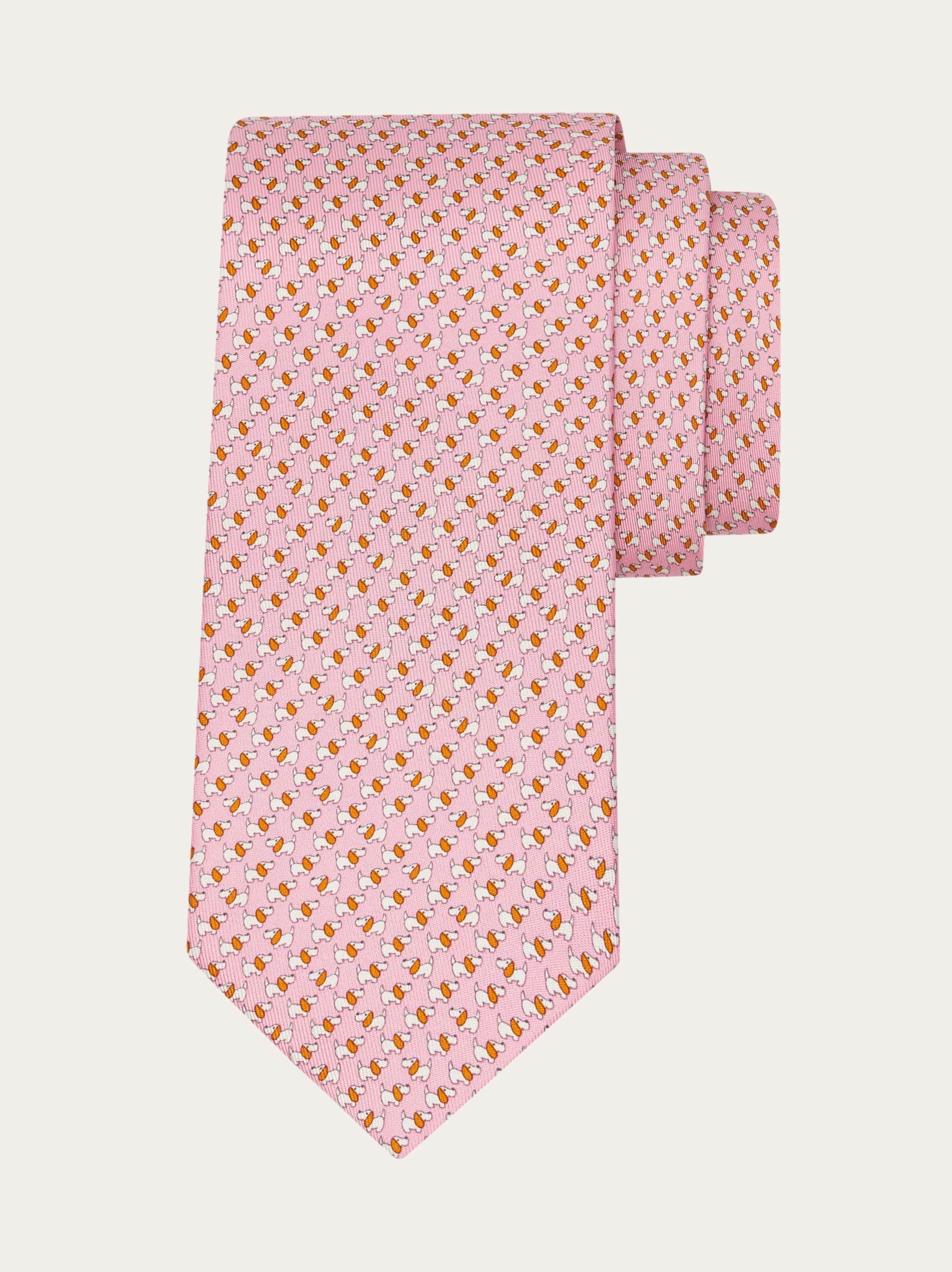 Ferragamo Men Dylan print silk tie Pink