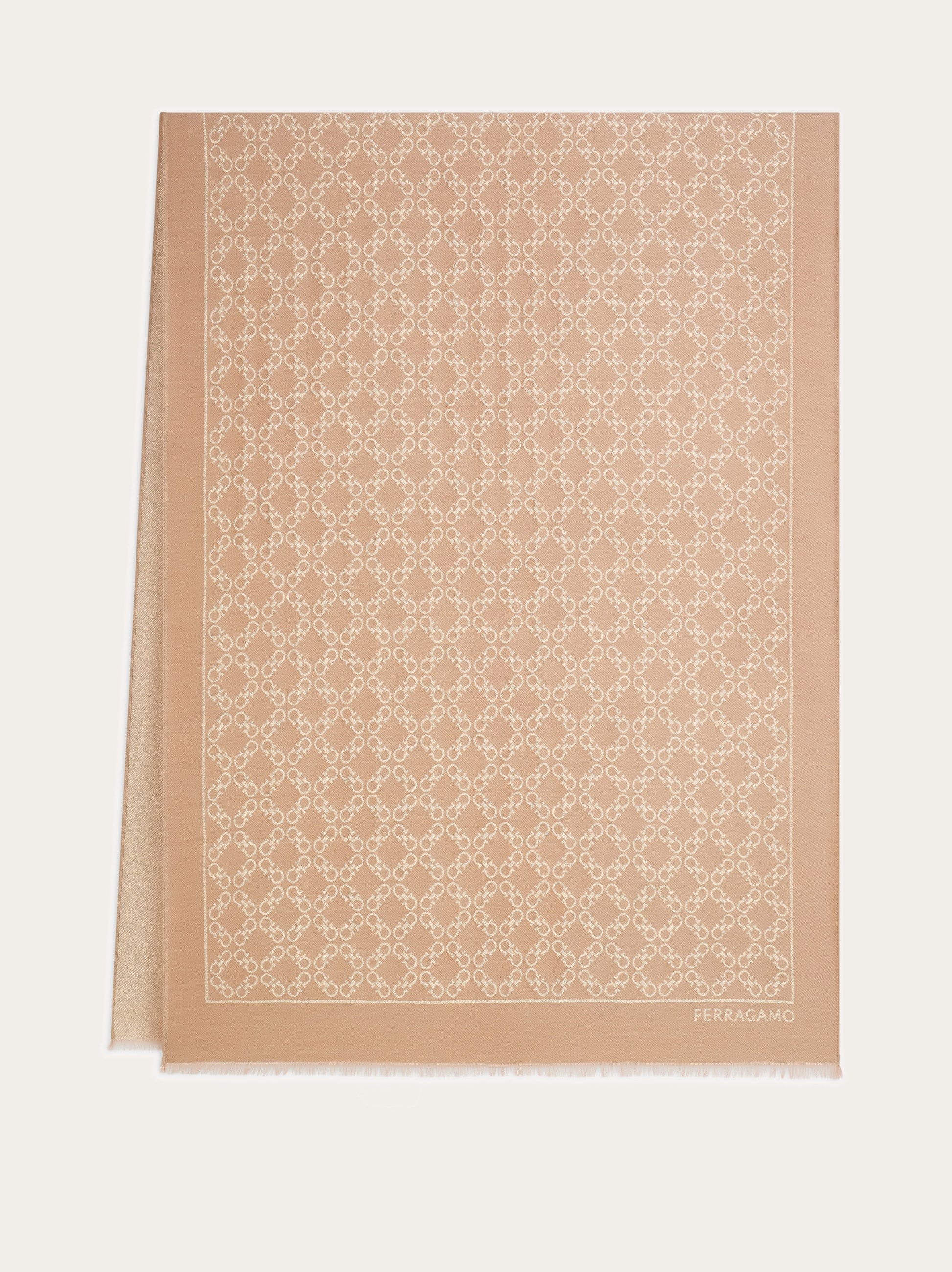 Ferragamo Women Gancini jacquard stole with lurex Beige